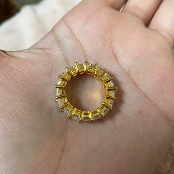 Emerald Gold Plated CZ Eternity Band - Picture 5 of 6